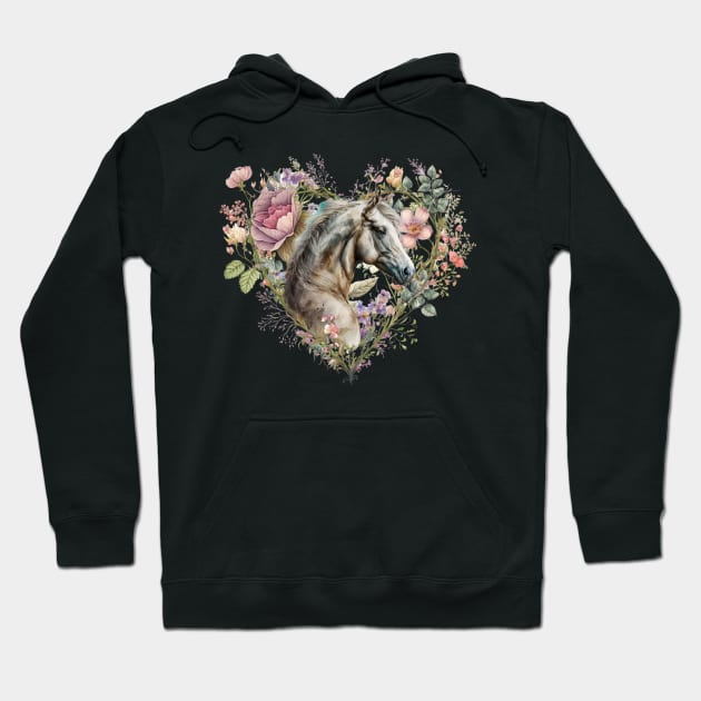 Horsehead in The Floral Heart Hoodie by Biophilia